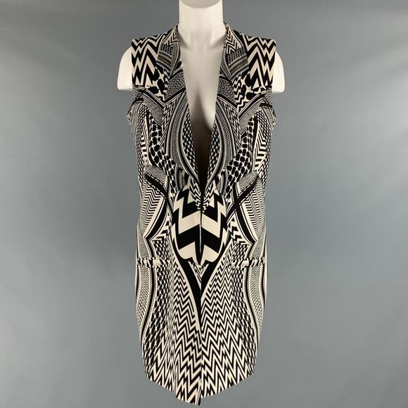 GIVENCHY SS10 Size M Black White Geometric Open Front Vest - Picture 1 of 6